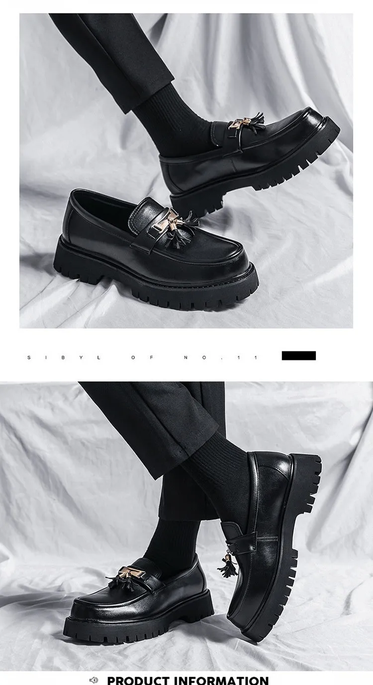 Men's Shoes British Style Black Leather Shoes