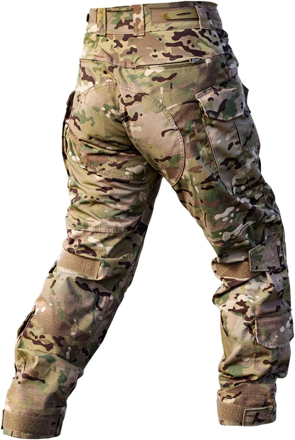 Men’s Tactical Pants with Knee Pads Camo Cargo Pants Waterproof Hiking Pants 10 Pockets No Belt