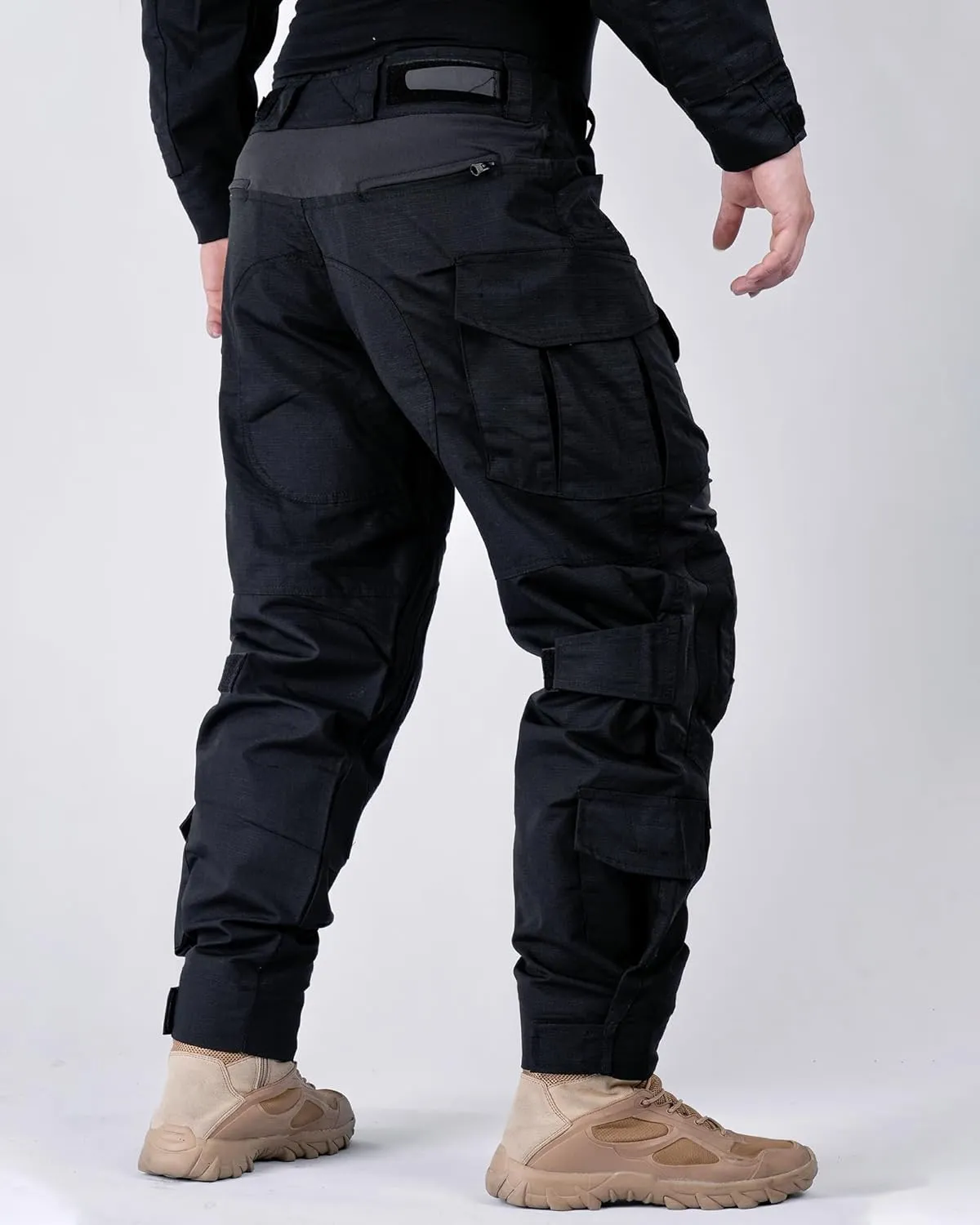 Men’s Tactical Pants with Knee Pads Camo Cargo Pants Waterproof Hiking Pants 10 Pockets No Belt