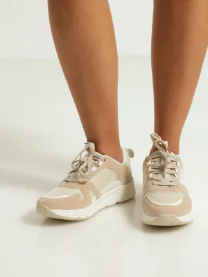 Mesh Lace-Up Trainer - Oatmeal