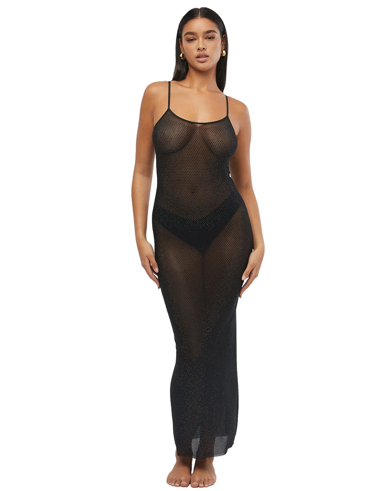 Mesh Scoop Maxi Slip Dress
