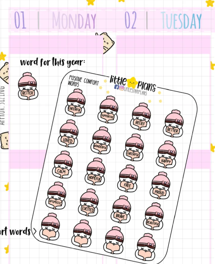 Mimi Comfort Positive Motivational Words Planner Stickers (M170)