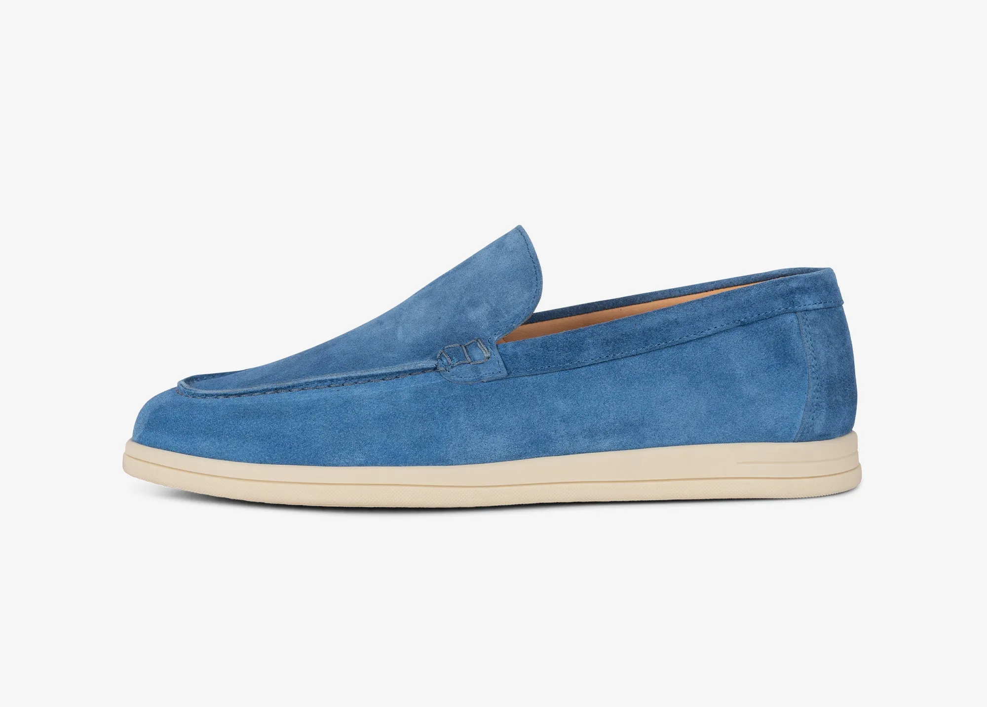 Mocassino in suede azzurro