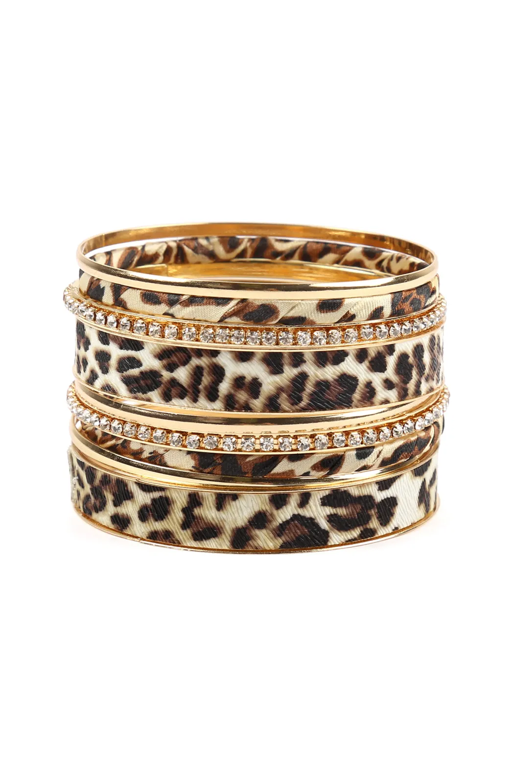 MULTI LINE LEOPARD STACKABLE BANGLE BRACELET