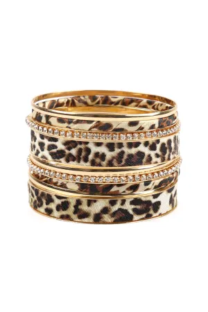 MULTI LINE LEOPARD STACKABLE BANGLE BRACELET