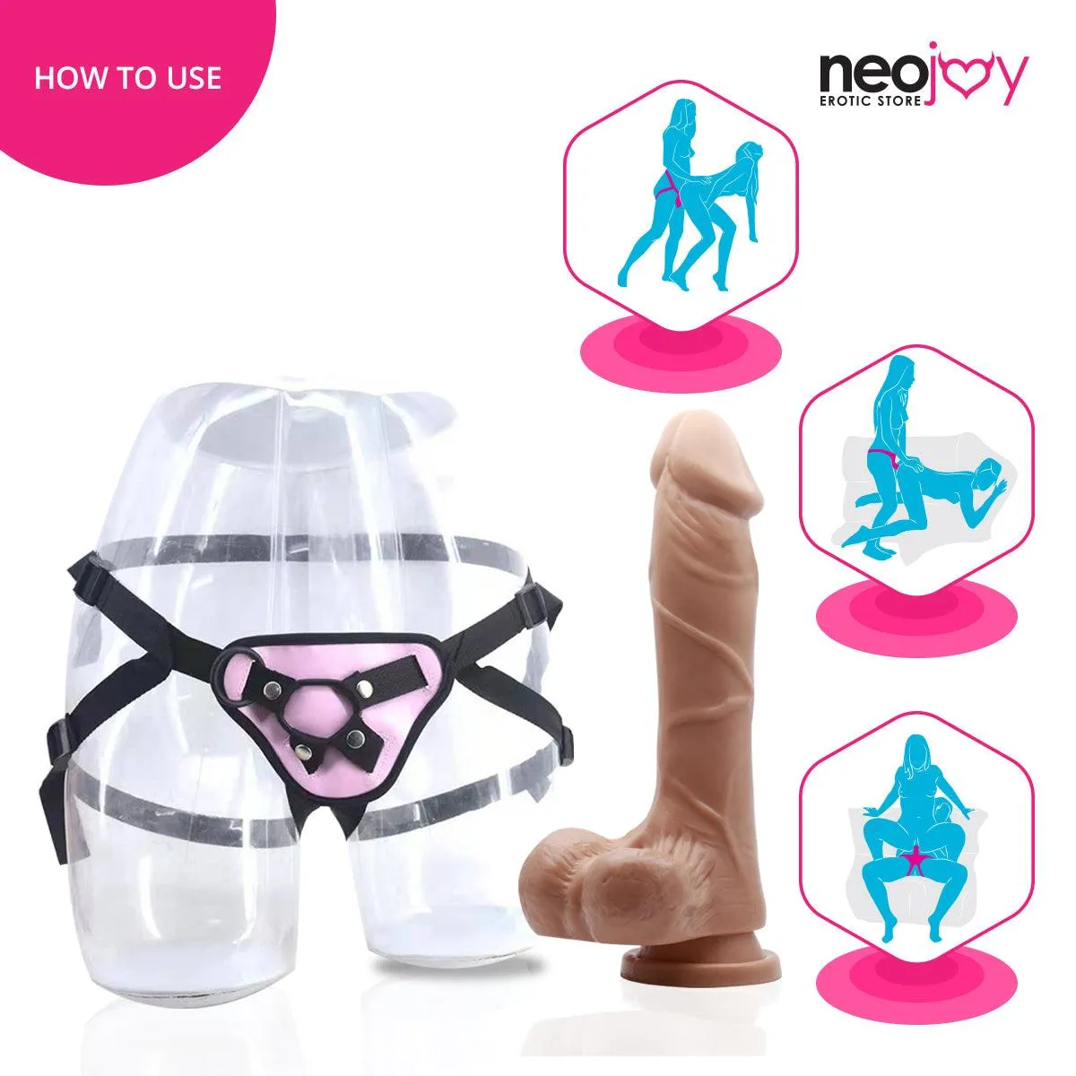Neojoy - Super Whopper Dildo With Strap-On Dong Gay - Flesh
