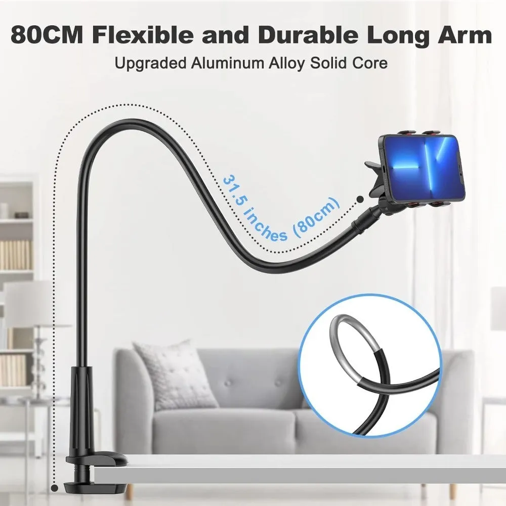 Newest Gooseneck Phone Holder 31in Long Flexible Lazy Arm Clip Adjustable Overhead Phone Mount For Phone