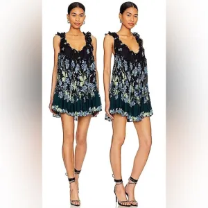 NWOT Free People Bali Wild Daisy Slip Dress in color Black Combo Medium