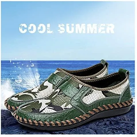NXY Men's Casual Summer Shoes Mesh Water Slip-On Loafers Flat Slipper