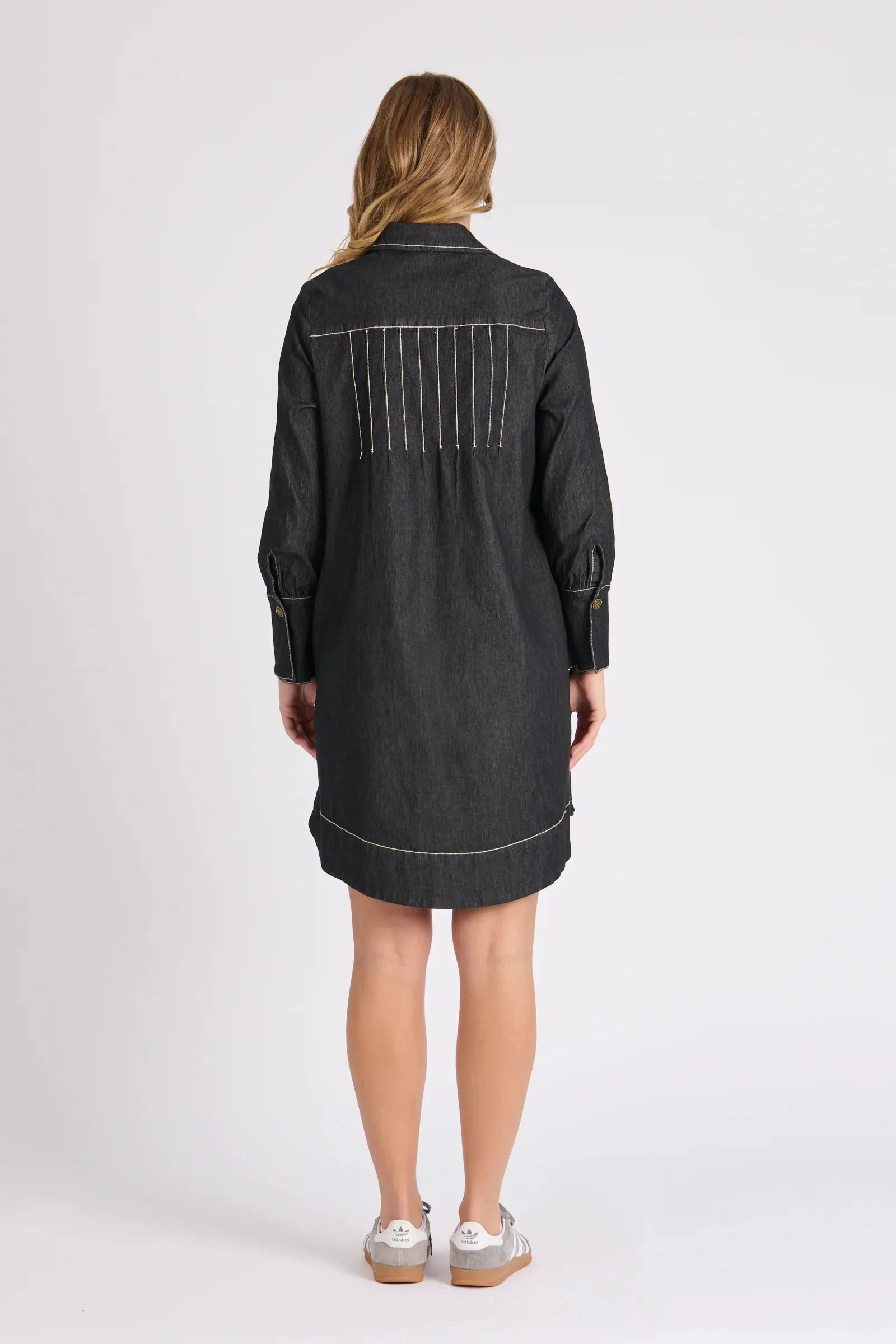 One Ten Willow 1015425 Pleat Detail Dress - Black
