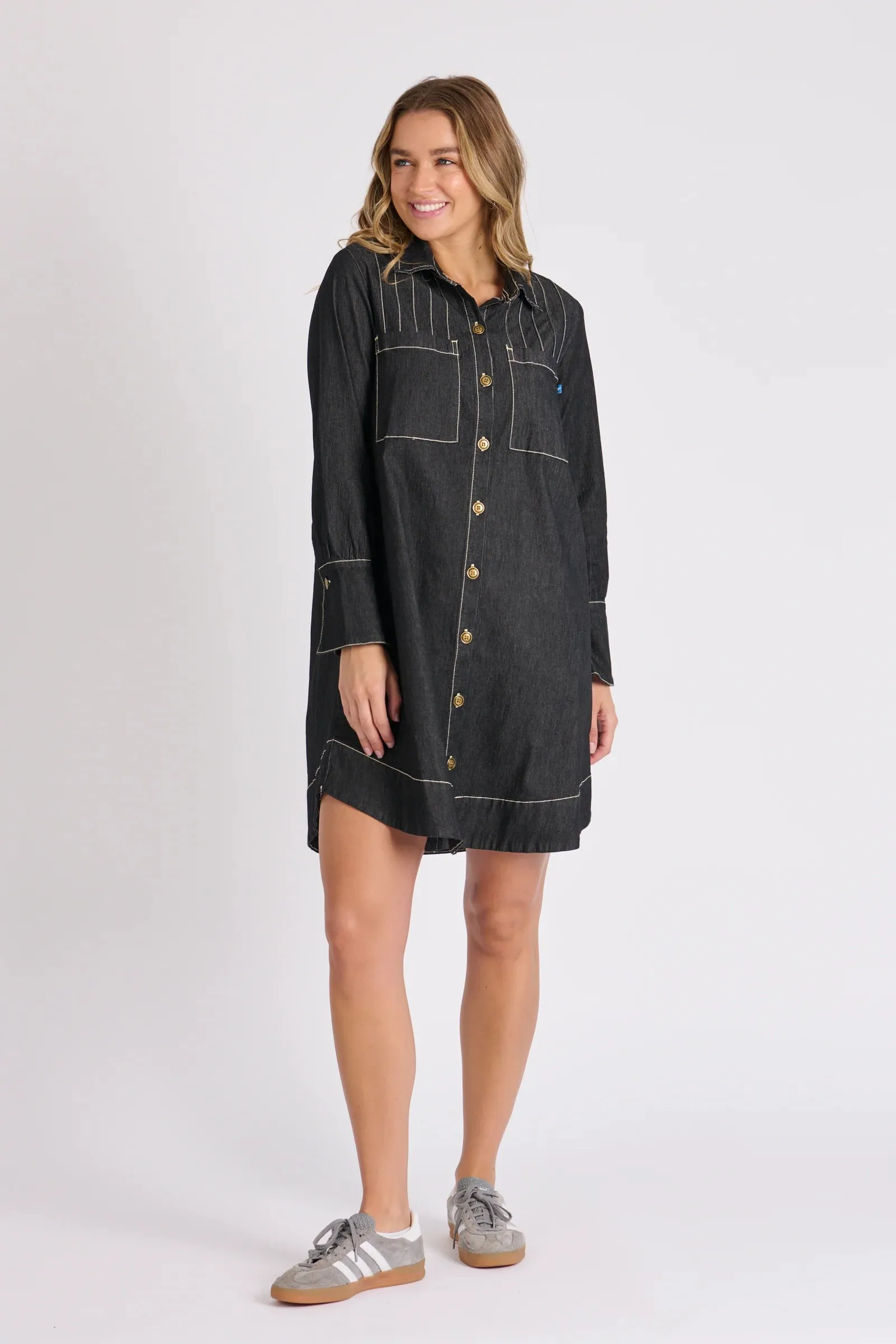 One Ten Willow 1015425 Pleat Detail Dress - Black