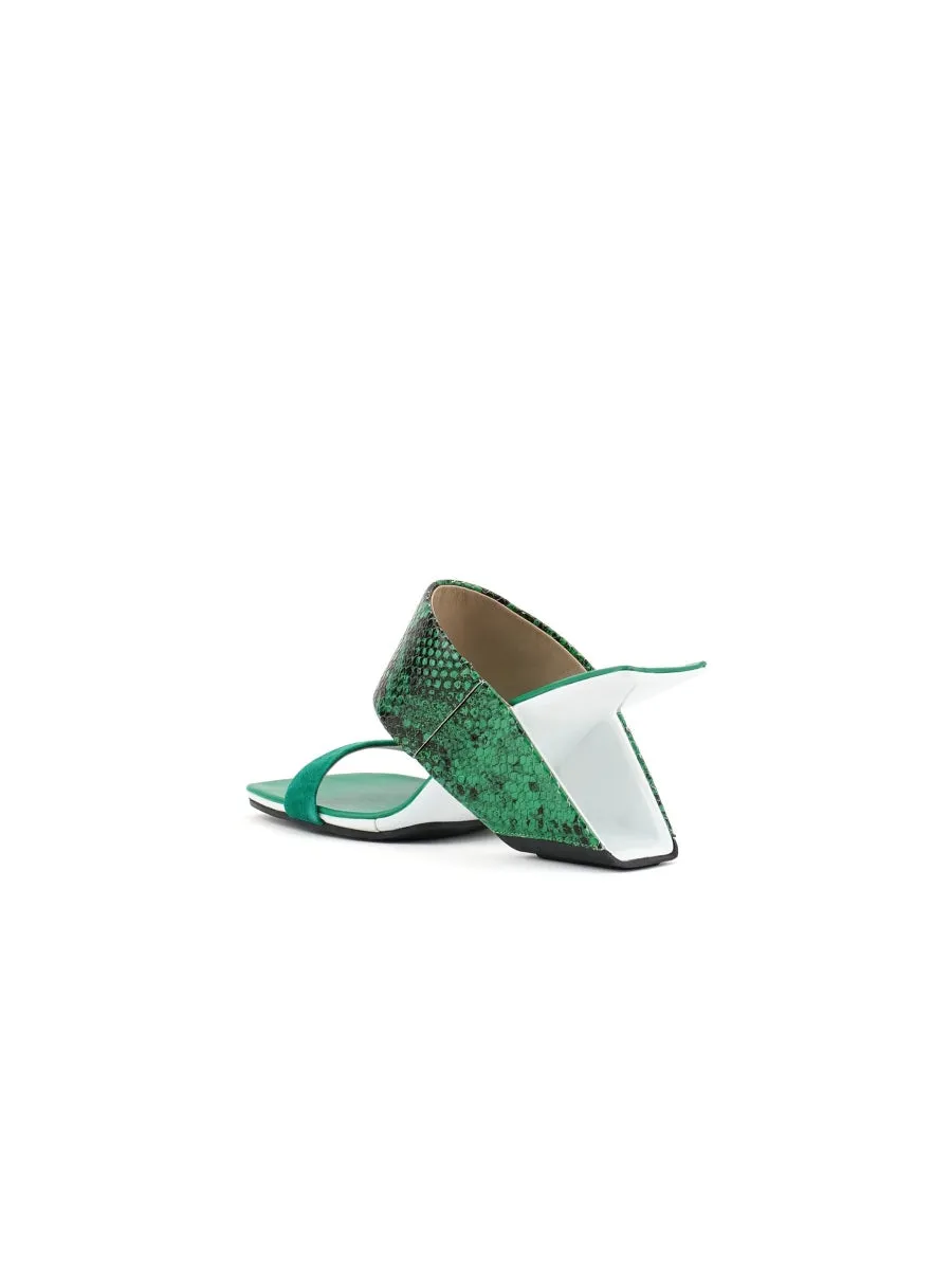 Open-Heel Leather Slide- Emerald Green