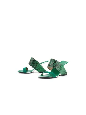 Open-Heel Leather Slide- Emerald Green