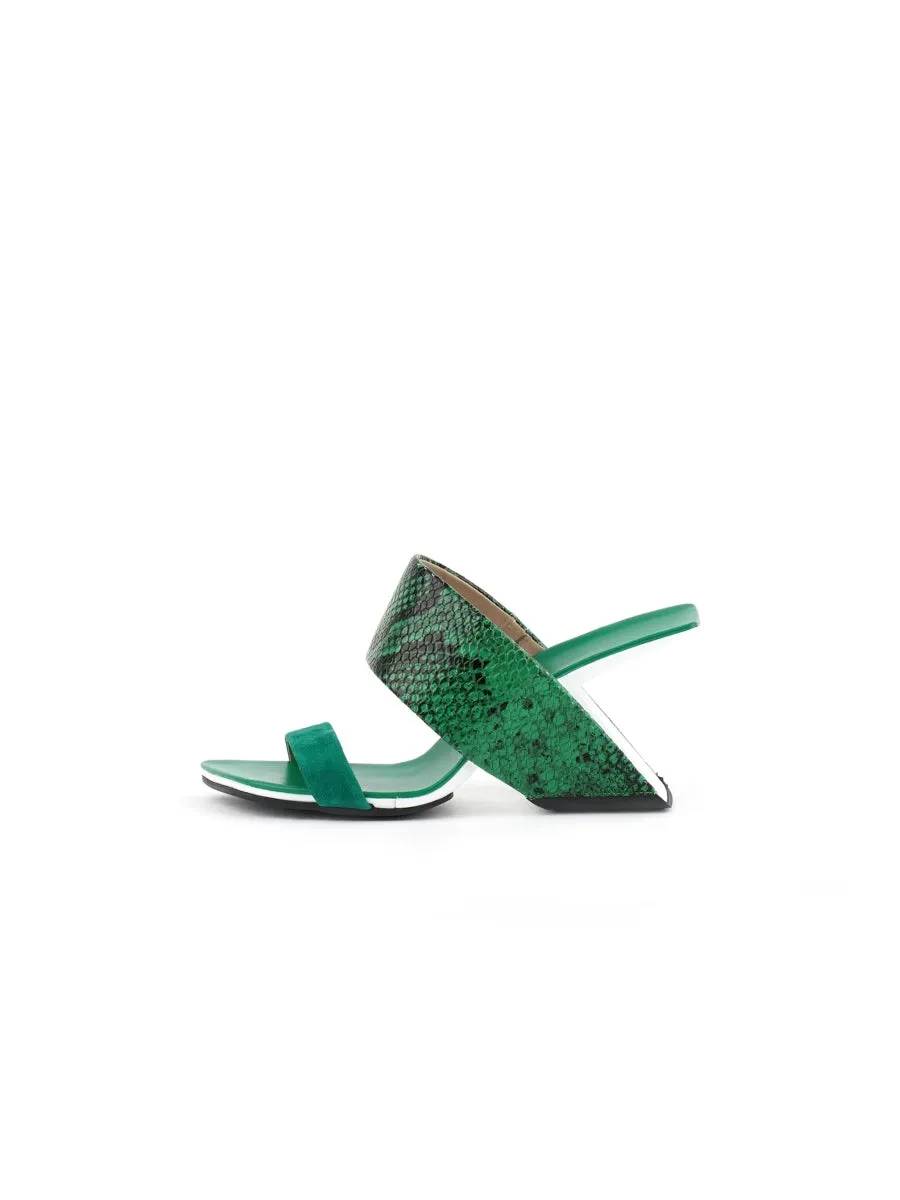 Open-Heel Leather Slide- Emerald Green