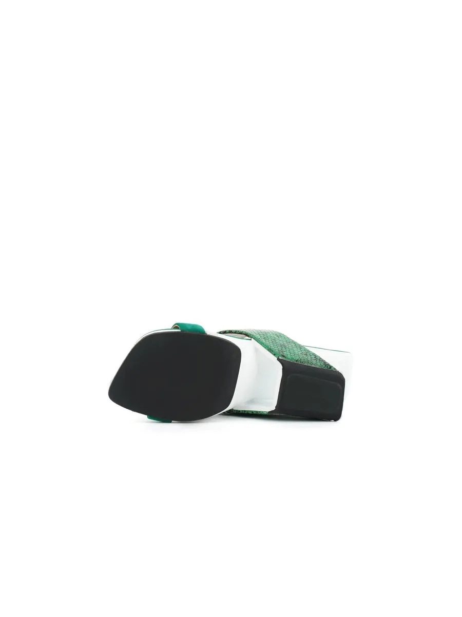 Open-Heel Leather Slide- Emerald Green