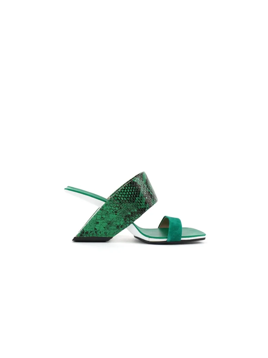 Open-Heel Leather Slide- Emerald Green