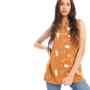 open_v_neck_patterned_sleveless_blouse_-_mustard