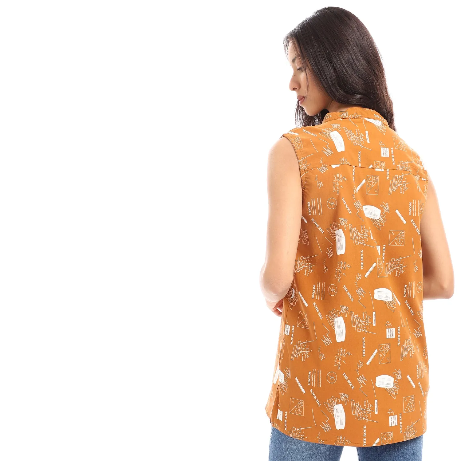 open_v_neck_patterned_sleveless_blouse_-_mustard