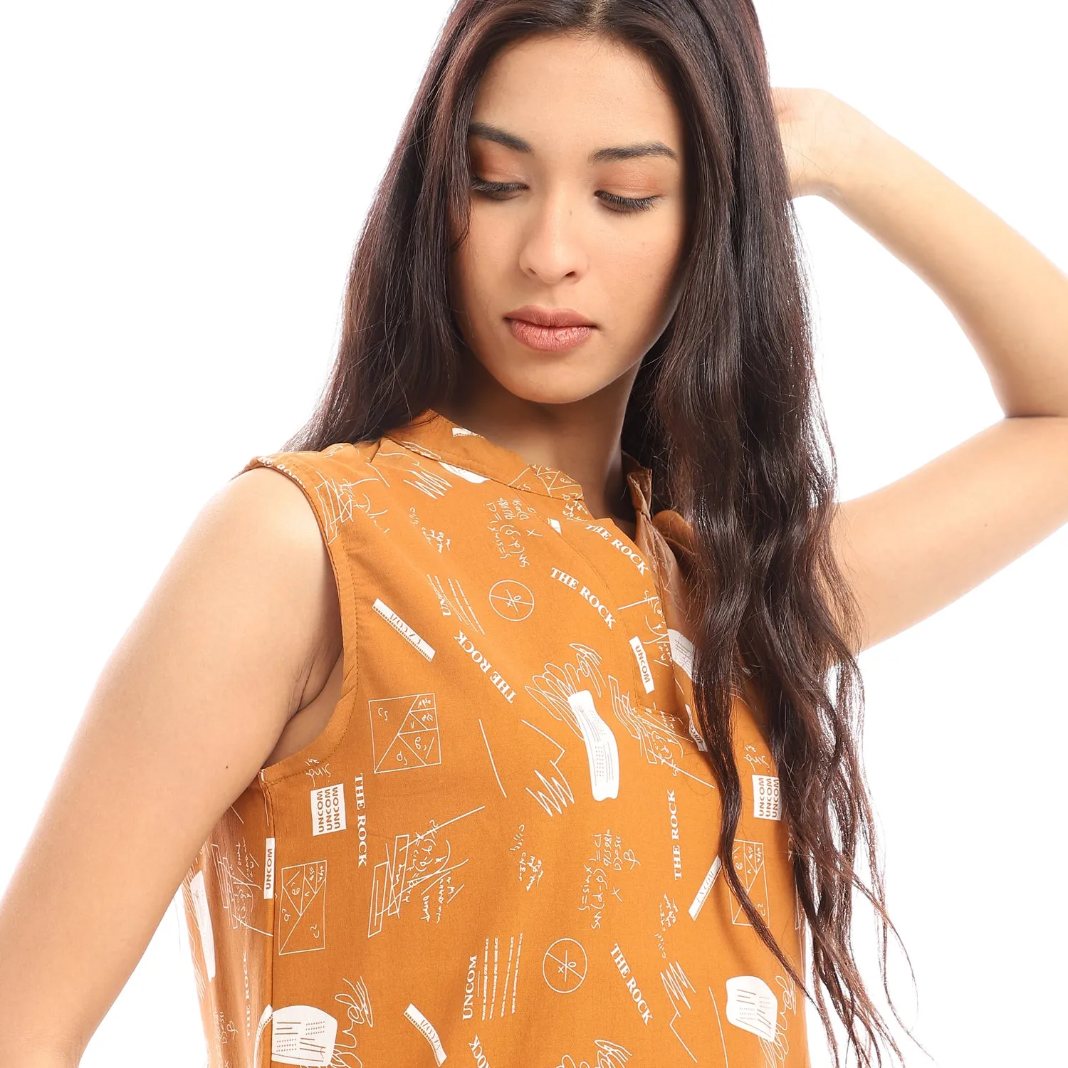 open_v_neck_patterned_sleveless_blouse_-_mustard