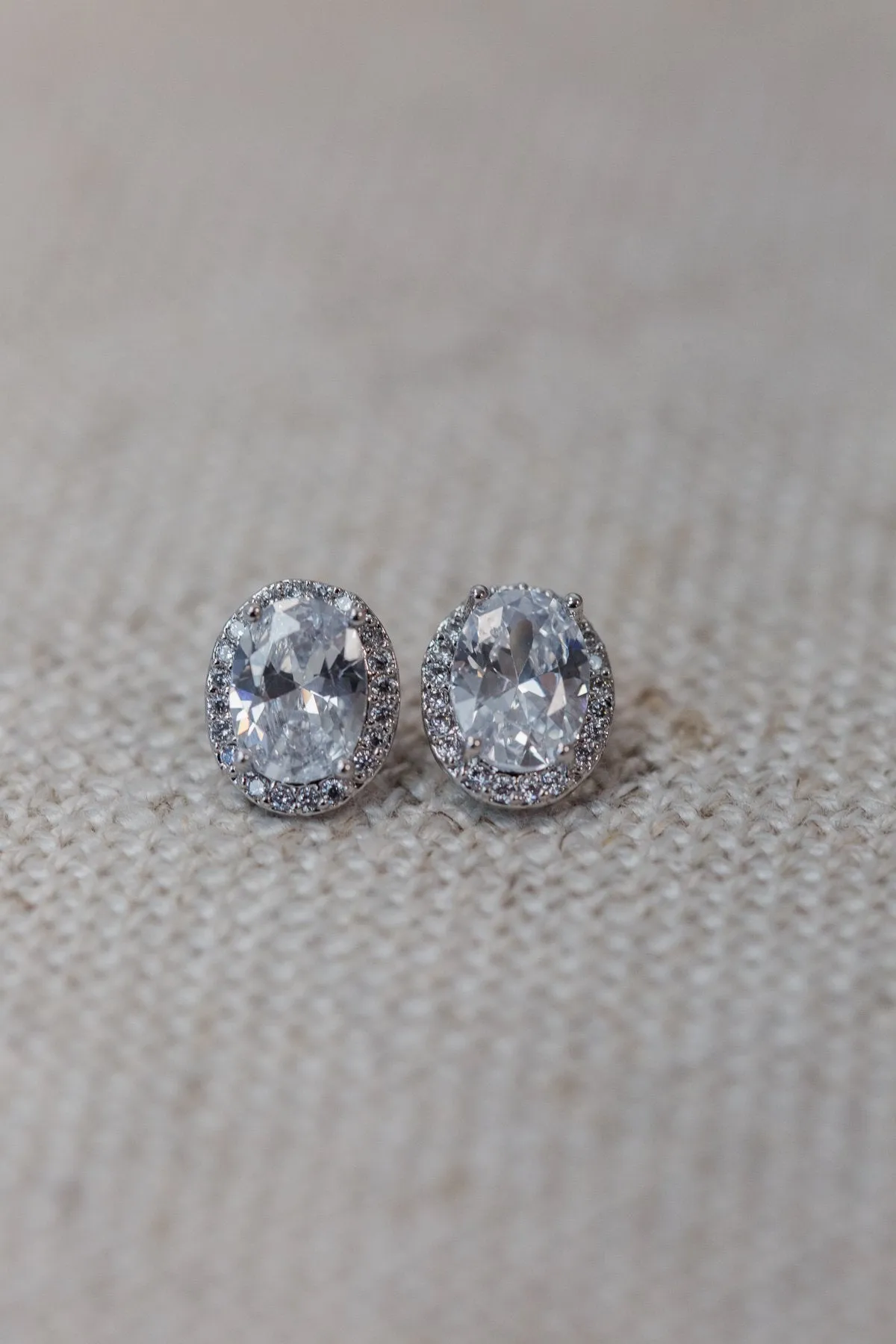 Oval Stud Earrings- Silver