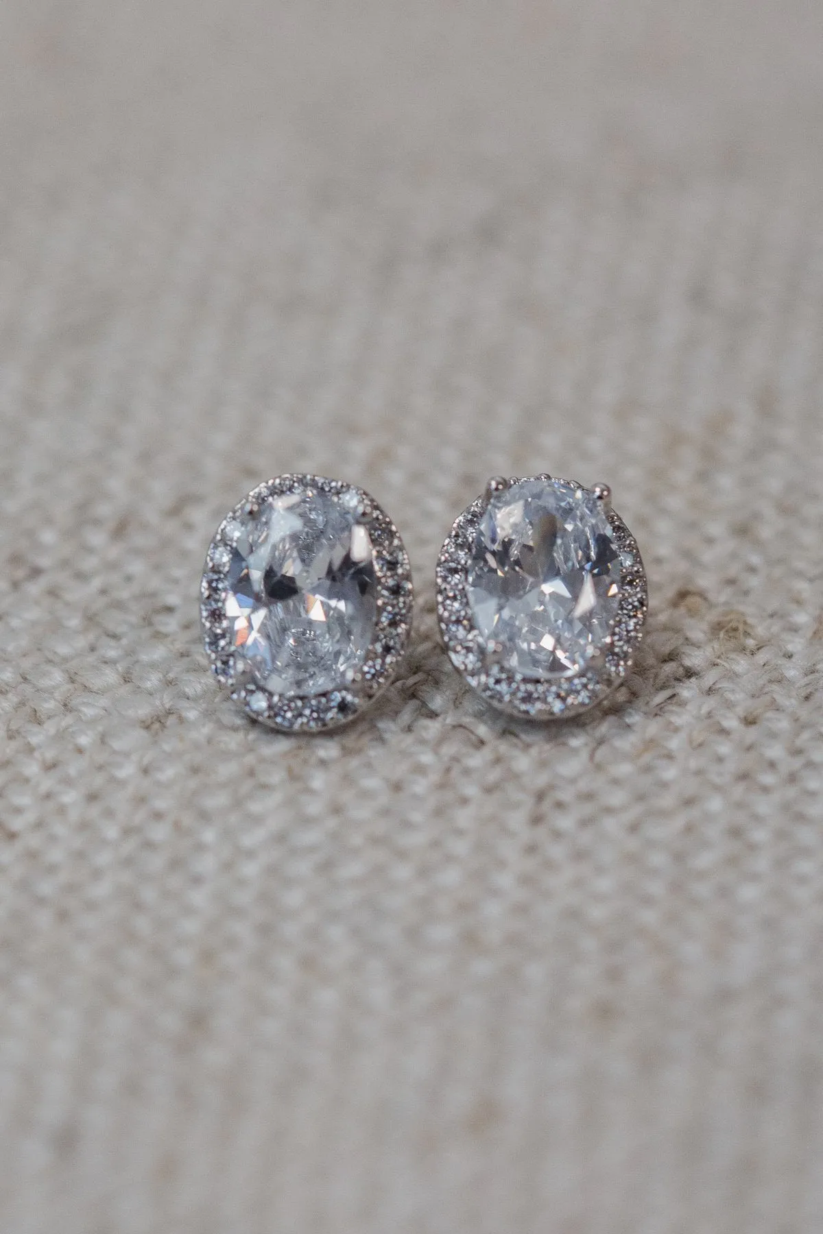 Oval Stud Earrings- Silver