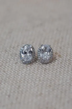 Oval Stud Earrings- Silver
