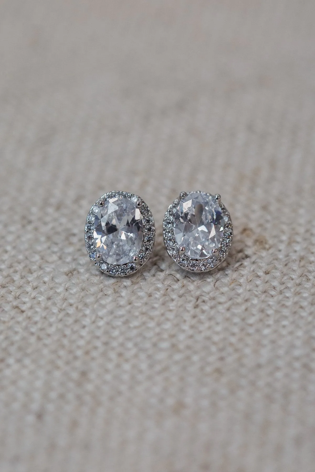 Oval Stud Earrings- Silver