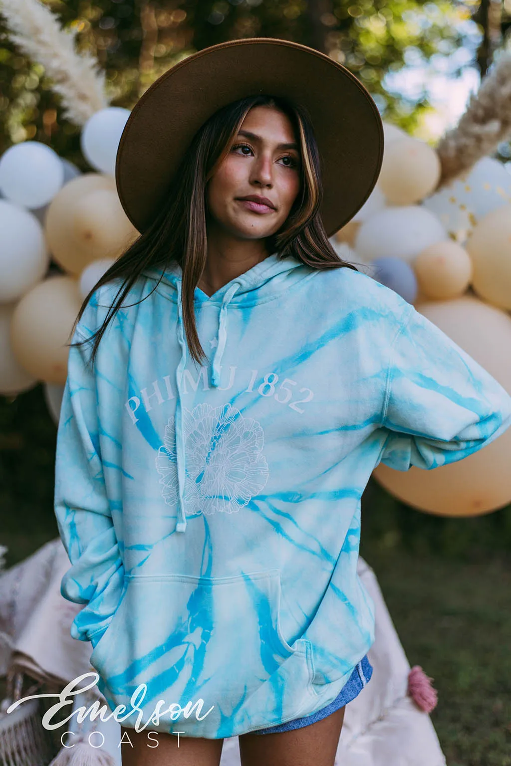Phi Mu Aqua Tie Dye Hoodie
