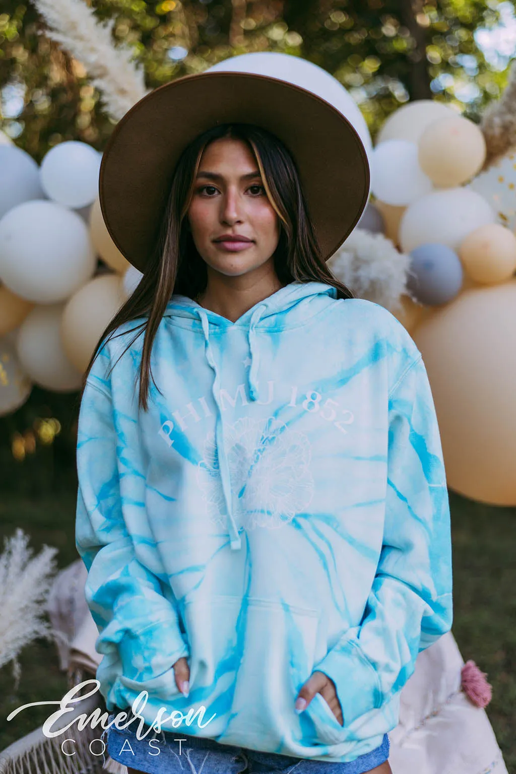 Phi Mu Aqua Tie Dye Hoodie