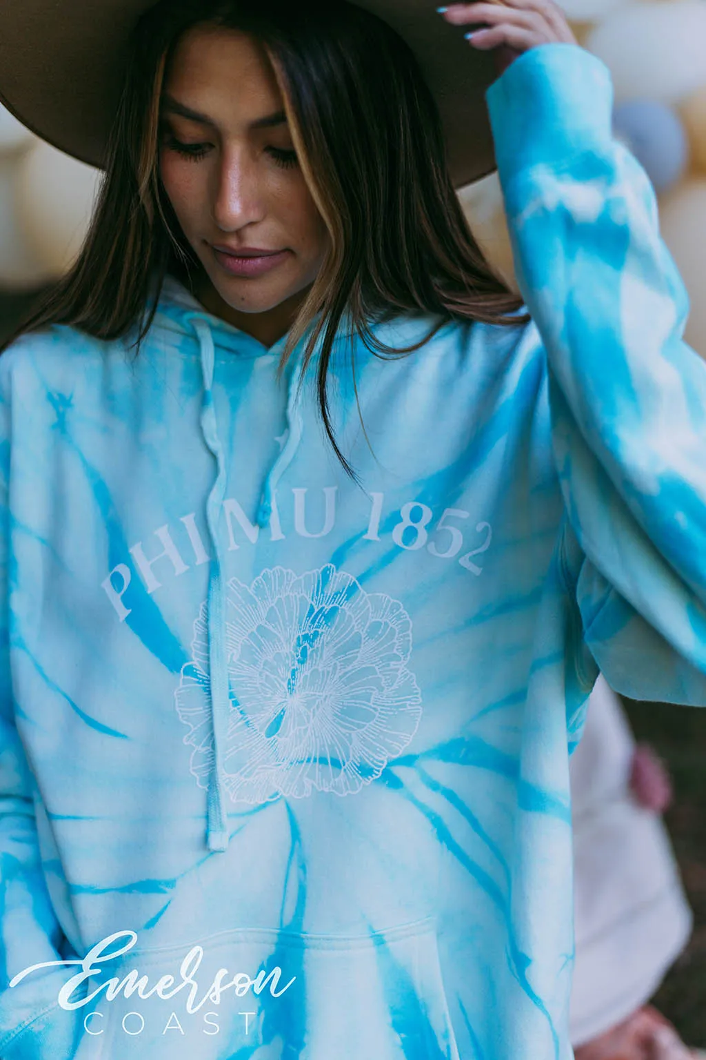 Phi Mu Aqua Tie Dye Hoodie