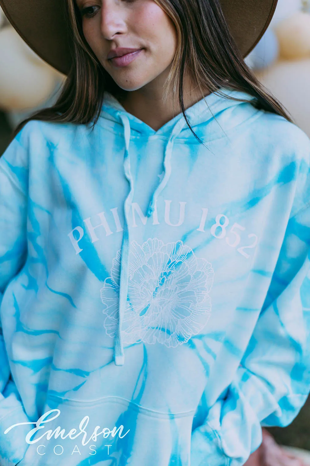 Phi Mu Aqua Tie Dye Hoodie