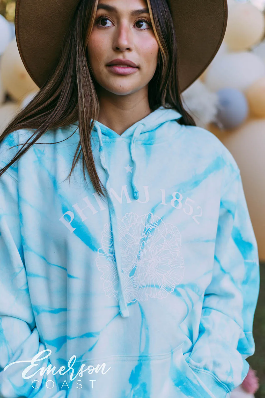 Phi Mu Aqua Tie Dye Hoodie
