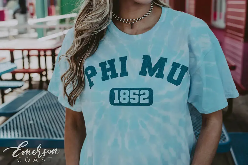Phi Mu Blue Tie Dye Tee