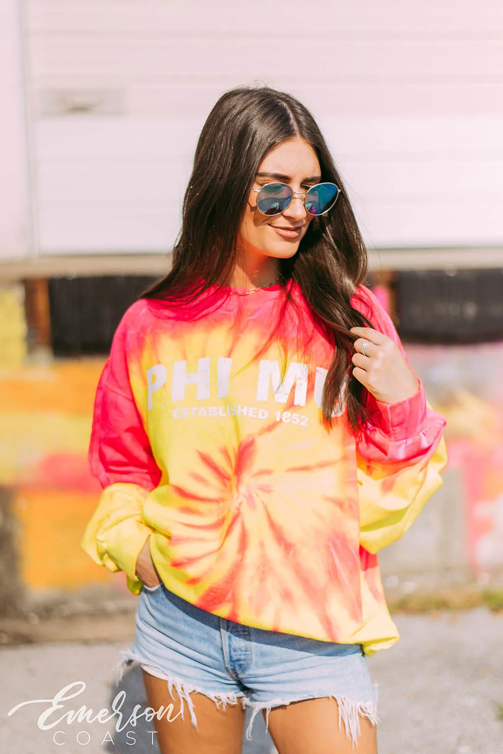 Phi Mu Neon Tie Dye Sweatshirt