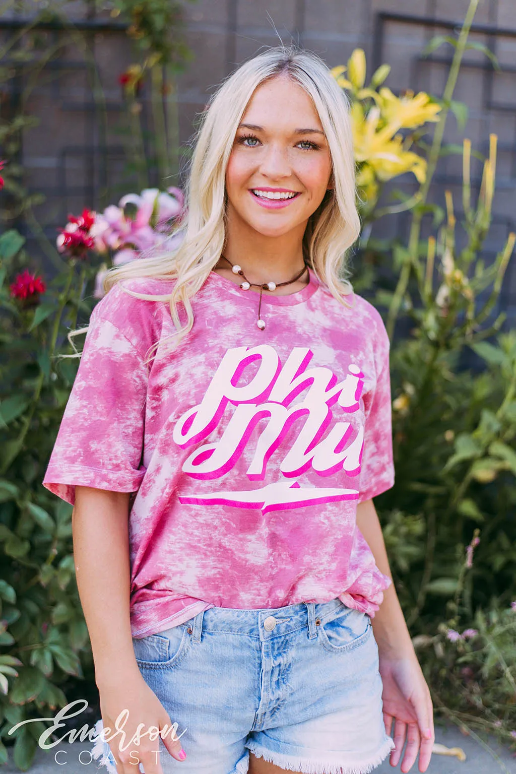 Phi Mu Pink Tie Dye Tee