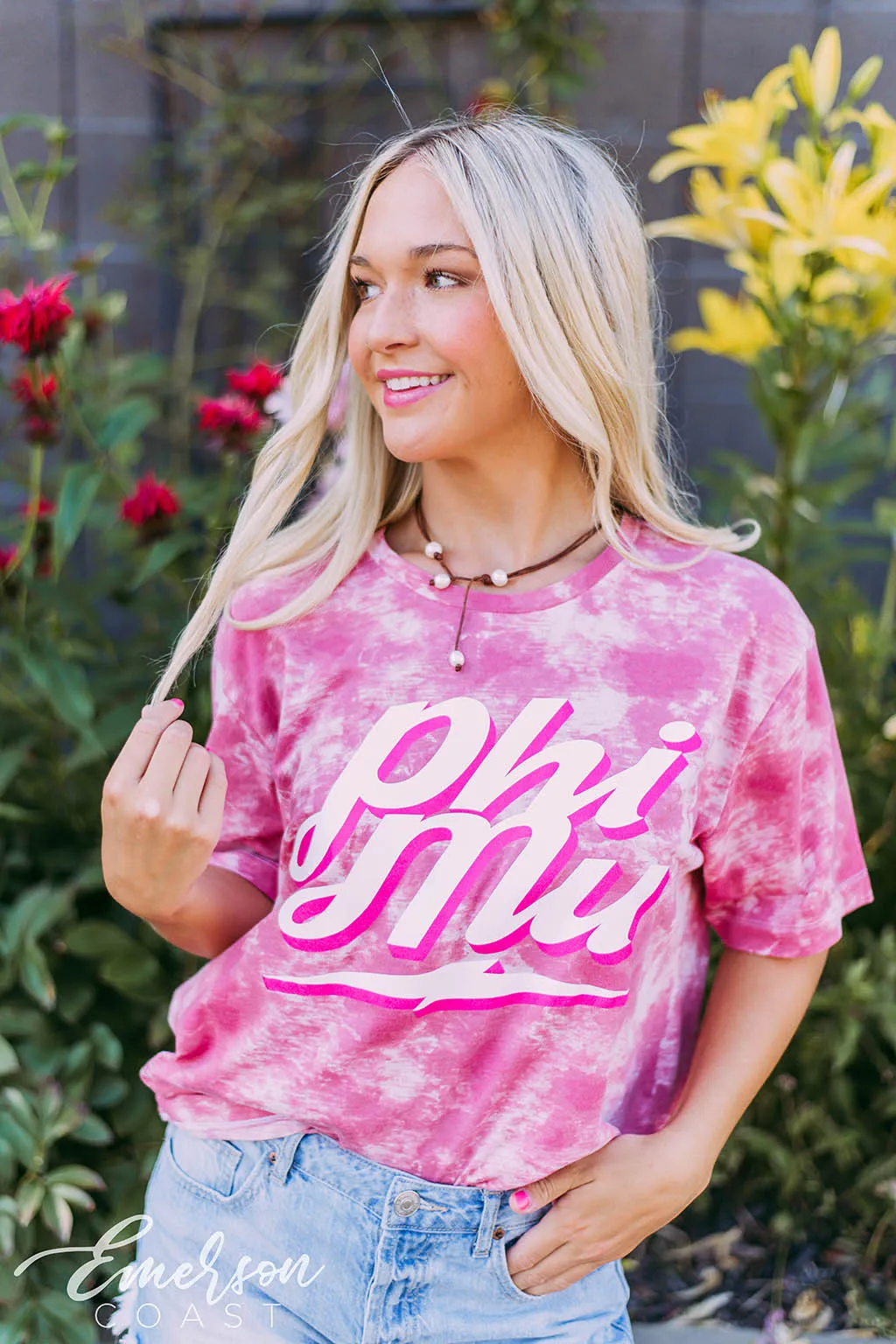 Phi Mu Pink Tie Dye Tee