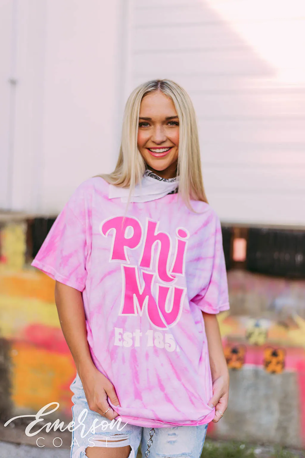 Phi Mu Pink Tie Dye Tshirt