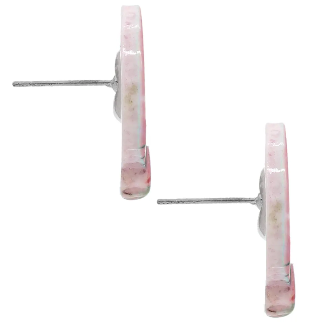 Pink White Hello Kitty Polka Dot Post Earrings