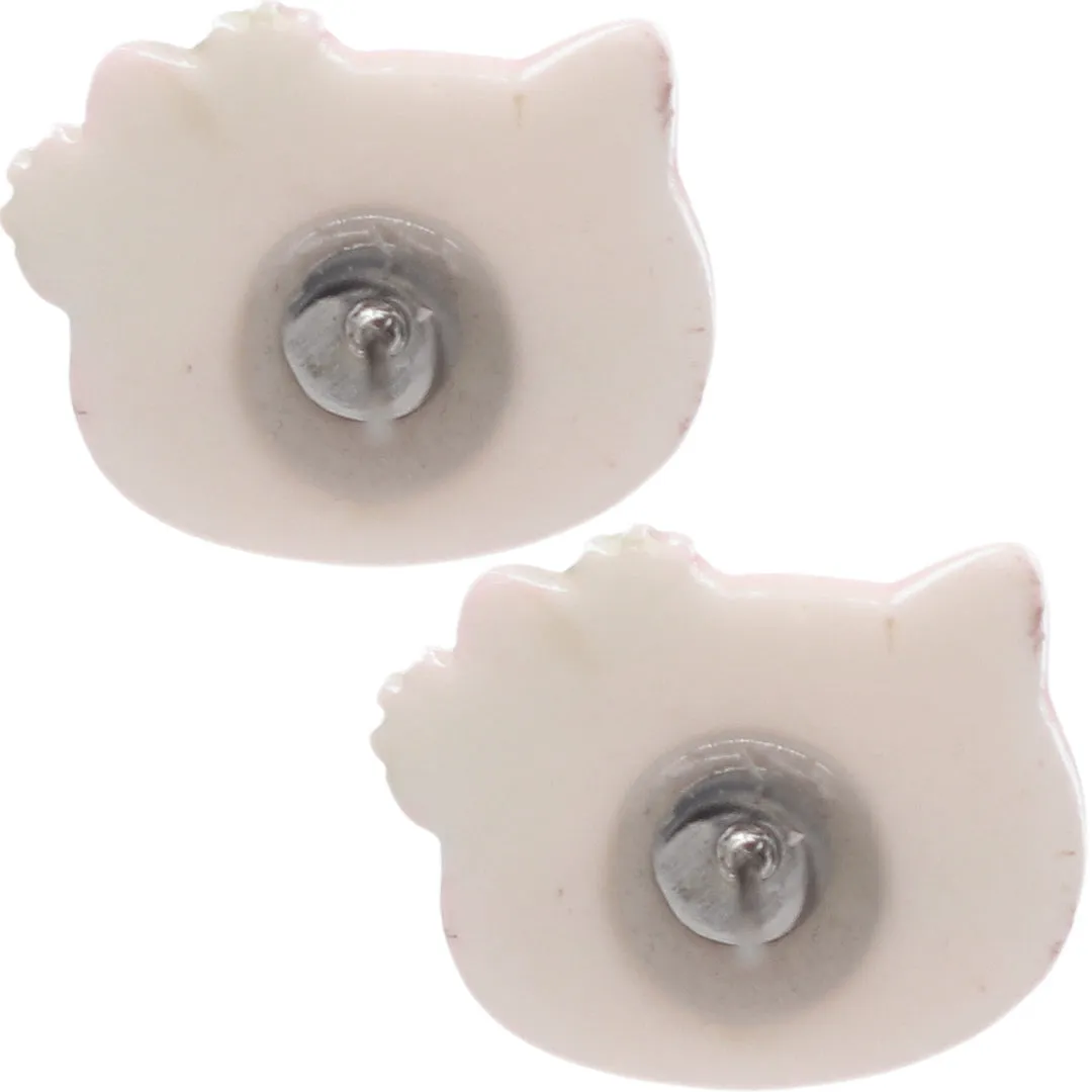 Pink White Hello Kitty Polka Dot Post Earrings