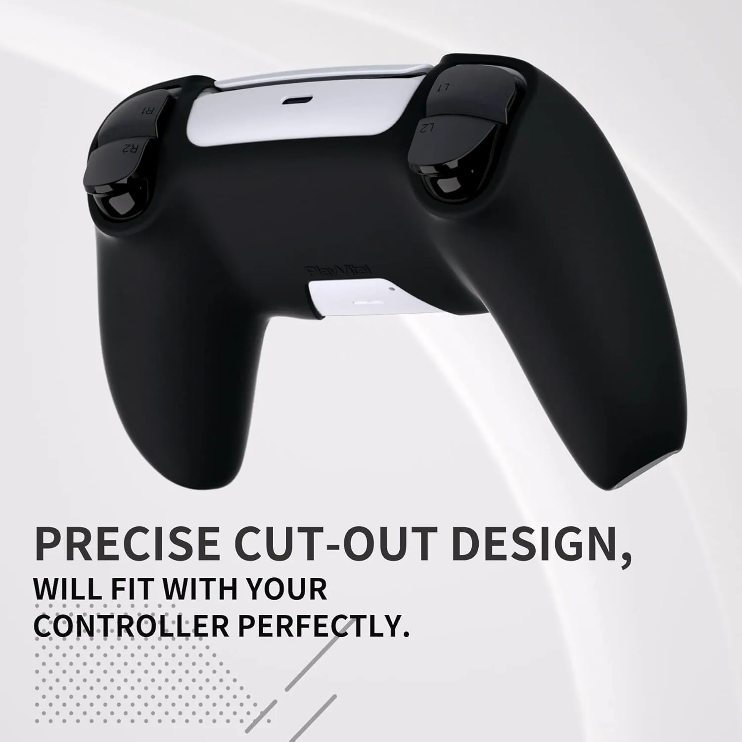 PlayVital Pure Series - Dockable Model - Anti-Slip Silicone Cover Skin for PS5 Controllers, Soft Rubber Grip Case - Compatible with Charging Stations - Thumb Grip Caps included - Black