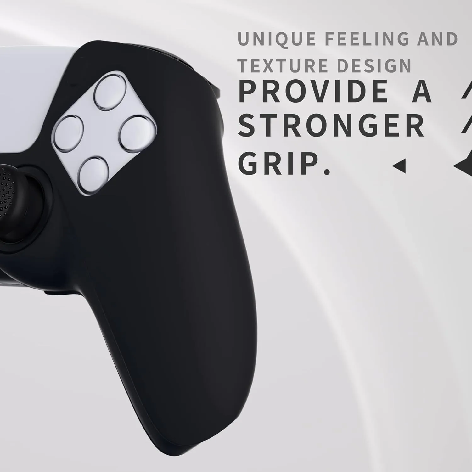PlayVital Pure Series - Dockable Model - Anti-Slip Silicone Cover Skin for PS5 Controllers, Soft Rubber Grip Case - Compatible with Charging Stations - Thumb Grip Caps included - Black