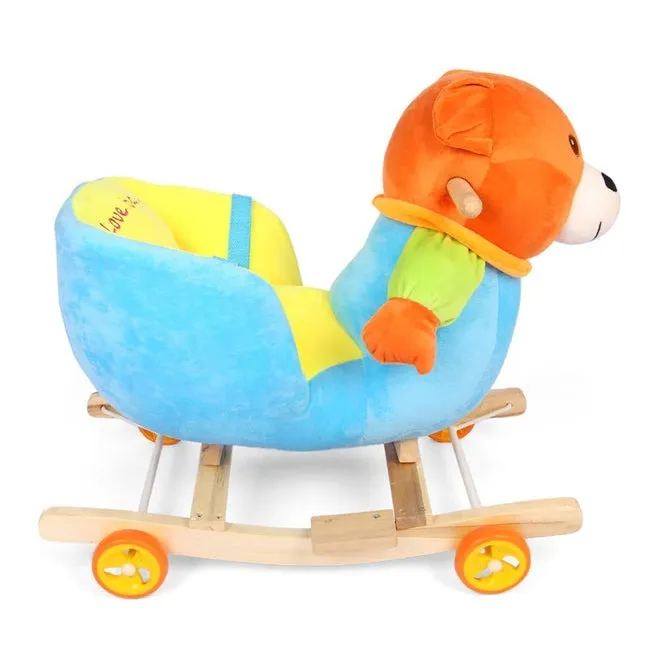 Plush Bear Baby Rocker with Wheels & Safety Belt