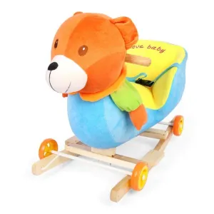 Plush Bear Baby Rocker with Wheels & Safety Belt