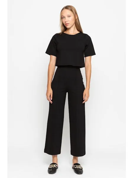 ponte knit straight leg pant-cropped