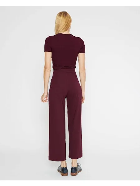 ponte knit straight leg pant-cropped