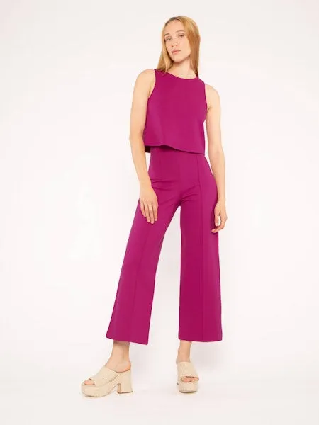 ponte knit straight leg pant-cropped
