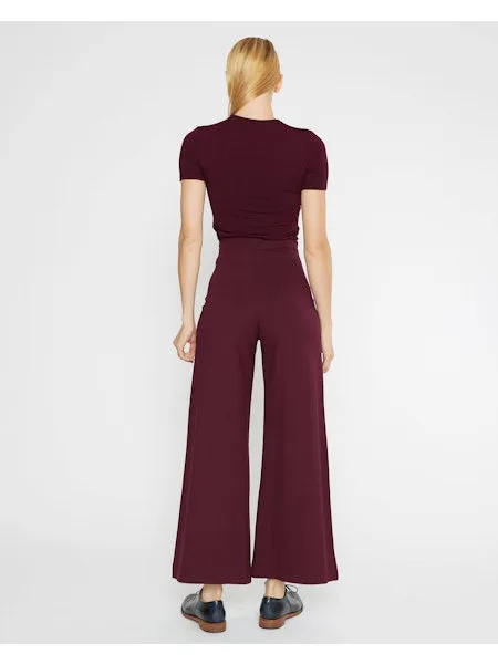 ponte knit wide leg pant-cropped,