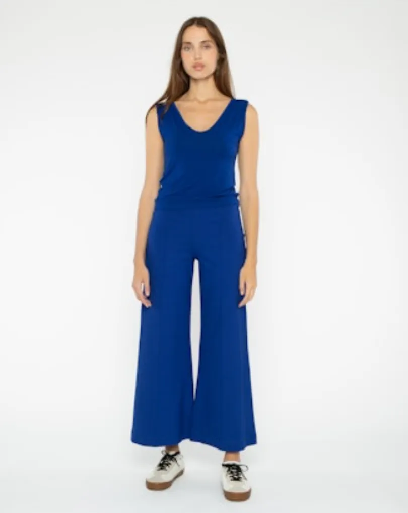 ponte knit wide leg pant-cropped,
