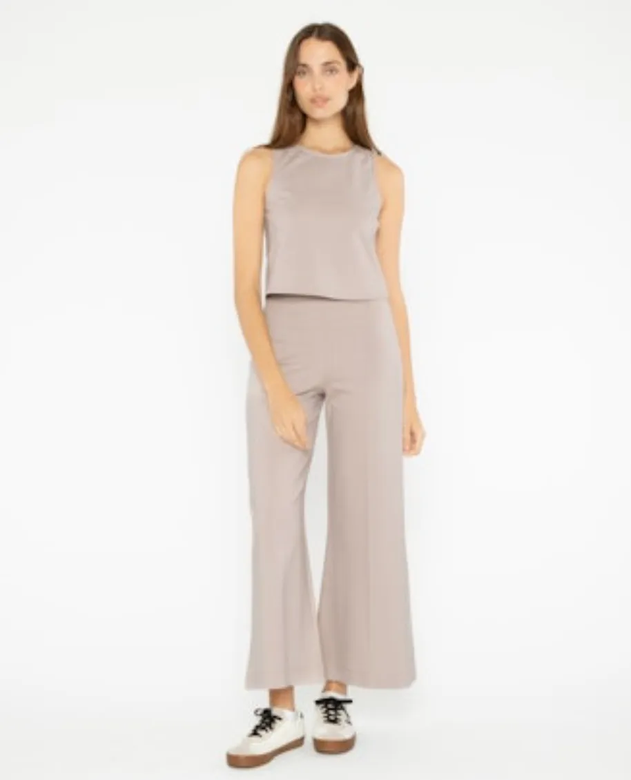 ponte knit wide leg pant-cropped,