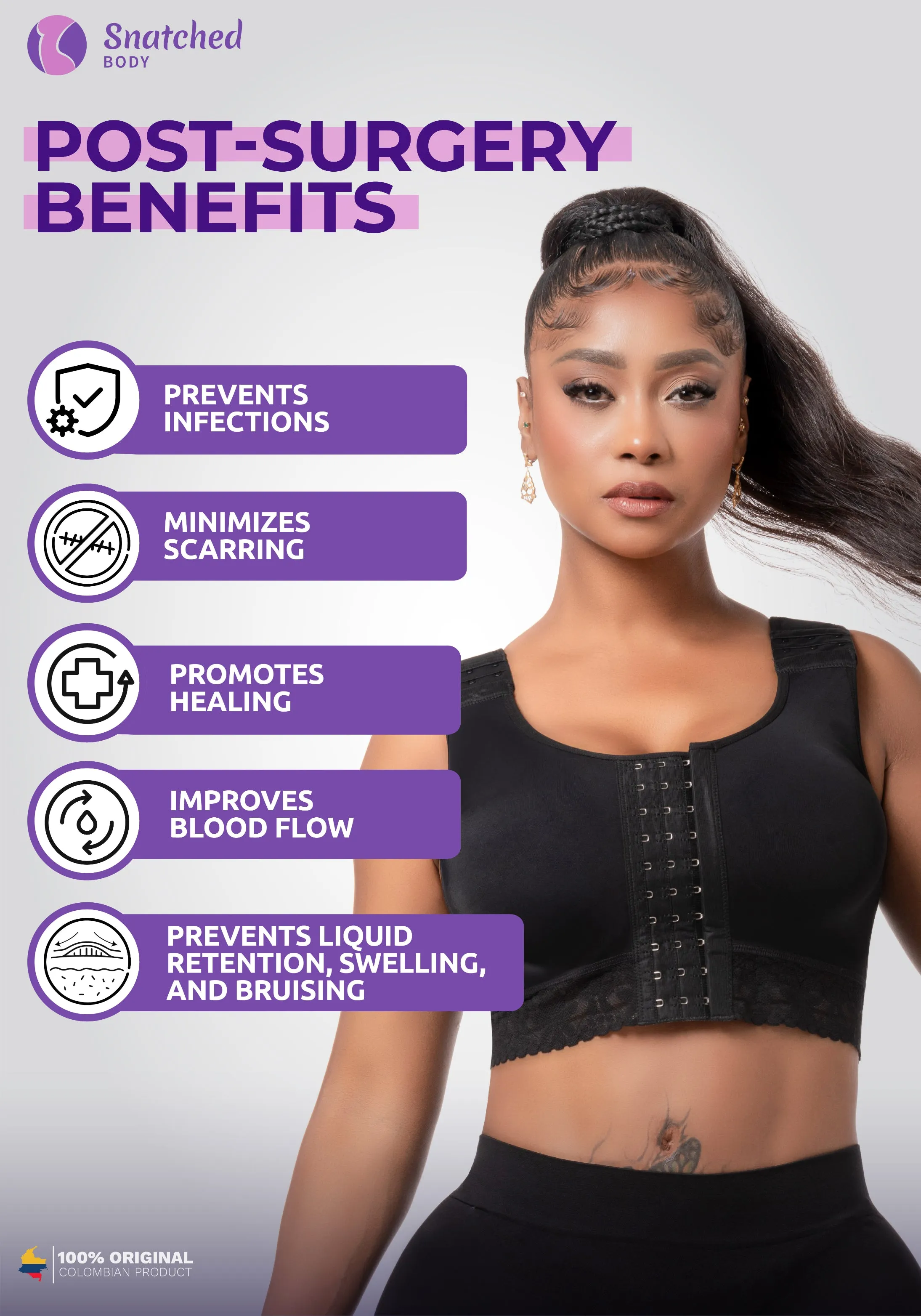 Post-Breast Augmentation & Mastectomy | Stage 1 Compression Bra | Front Closure for Easy Wear